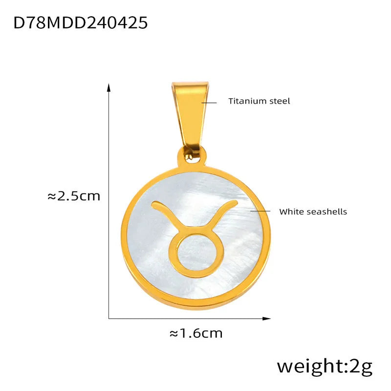 Zodiac Sign 12 Constellat White Shell Charm Pendant for Women Charm Jewelry DIY Wholesale