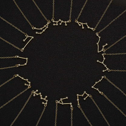 3Pcs/set 12 Zodiac Sign For Women 12 Constellation Pendant Chain Choker Birthday Jewelry With Cardboard Card