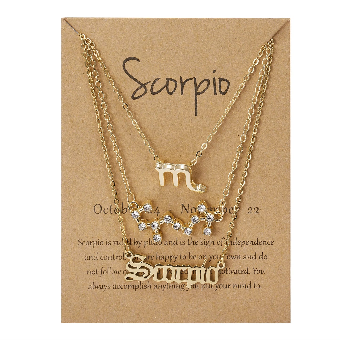 3Pcs/set 12 Zodiac Sign For Women 12 Constellation Pendant Chain Choker Birthday Jewelry With Cardboard Card