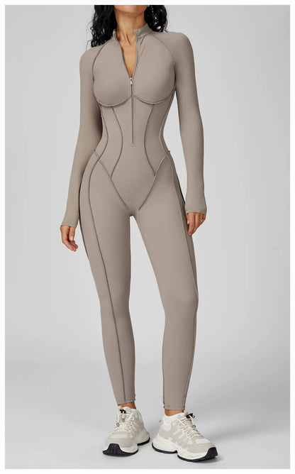 Yoga Bodysuit Long Sleeved Women's Tracksuits Gym Jumpsuits Sports Workout High-intensity Fitness One-piece Tights Suit