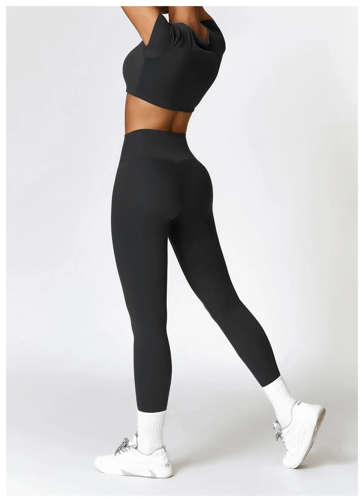 2PCS Yoga Set Women Gym Clothing Fitness Workout Set Sportswear Long Sleeve Crop Top High Waist Leggings Sports Suits