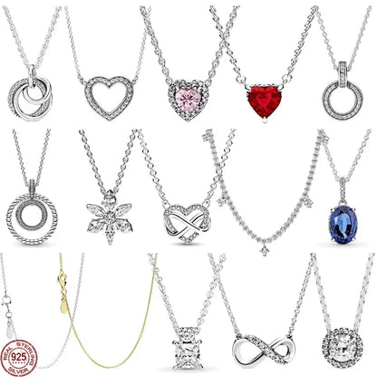 Christmas Birthday Surprise Gifts 925 Sterling Exquisite Shiny Round Heart-shaped Necklace Classic Charm Women's Jewelry