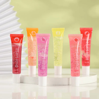 6Pcs Fruity Flavor Watery Glossy Lip Gloss Set Clear Lip Gel Hydrating Moisturizing Lip Gloss Women Lips  Wholesale