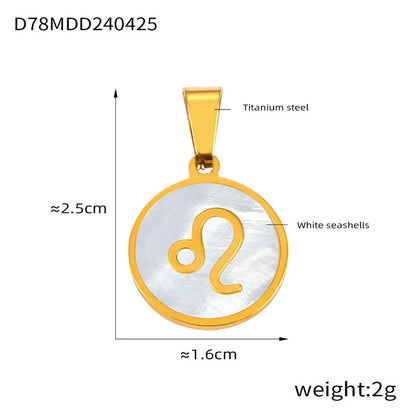 Zodiac Sign 12 Constellat White Shell Charm Pendant for Women Charm Jewelry DIY Wholesale