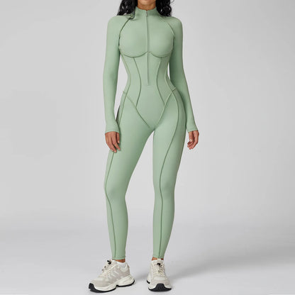 Yoga Bodysuit Long Sleeved Women's Tracksuits Gym Jumpsuits Sports Workout High-intensity Fitness One-piece Tights Suit