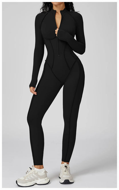 Yoga Bodysuit Long Sleeved Women's Tracksuits Gym Jumpsuits Sports Workout High-intensity Fitness One-piece Tights Suit