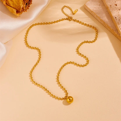 EILIECK New Fashion Stainless Steel Metal Bead Ball Bracelet Earrings For Women Trendy Waterproof Jewelry Set Gift