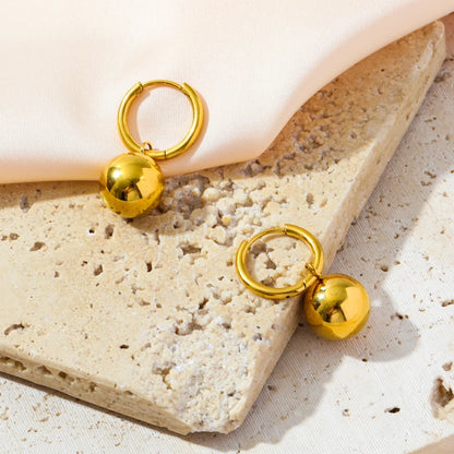 EILIECK New Fashion Stainless Steel Metal Bead Ball Bracelet Earrings For Women Trendy Waterproof Jewelry Set Gift