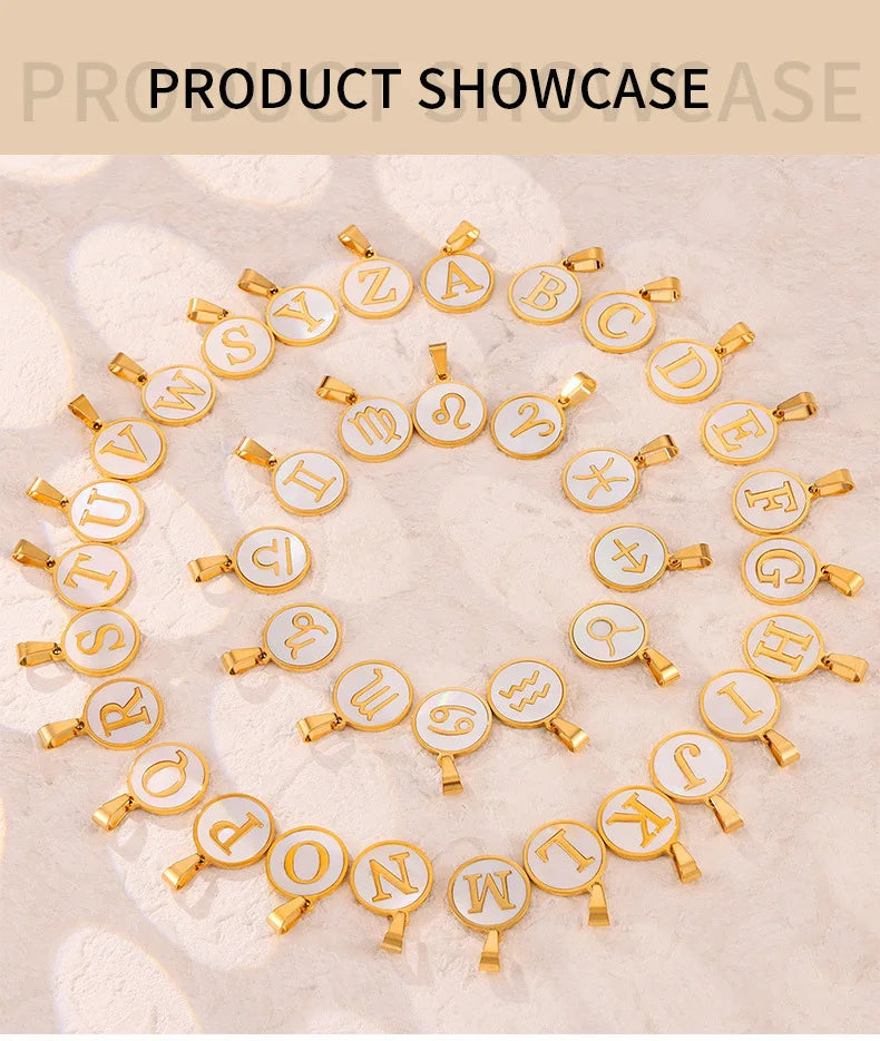 Zodiac Sign 12 Constellat White Shell Charm Pendant for Women Charm Jewelry DIY Wholesale