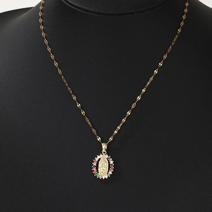 European and American Fashion and Gorgeous Women's All Sky Star Micro Colorful Zircon Virgin Mary Hollow Necklace