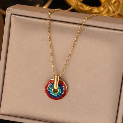 Fashion Four-leaf Clover Stainless Steel Earrings Necklace Set For Women Turkish Blue Eyes Drop Pendant Daywear Jewelry