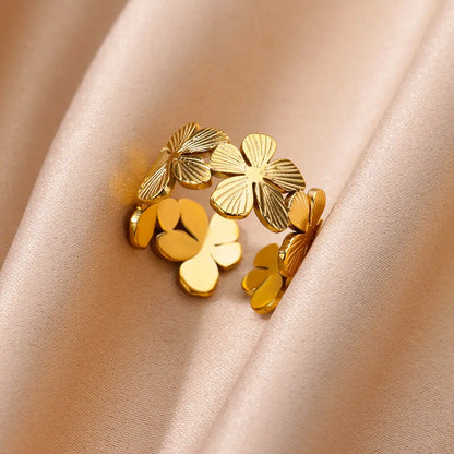 Stainless Steel Zircon Geometric Rings For Women Luxury Evil Eye Color Adjustable Trendy Wedding Aesthetic Jewerly Gift