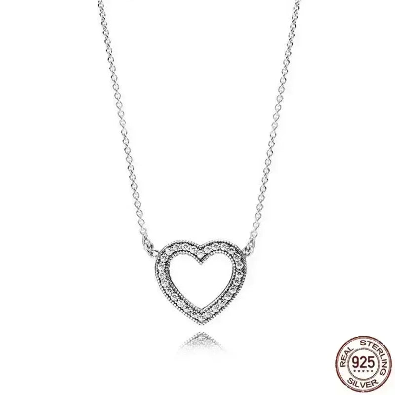 Christmas Birthday Surprise Gifts 925 Sterling Exquisite Shiny Round Heart-shaped Necklace Classic Charm Women's Jewelry