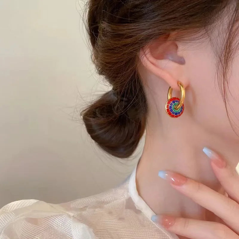 Fashion Four-leaf Clover Stainless Steel Earrings Necklace Set For Women Turkish Blue Eyes Drop Pendant Daywear Jewelry