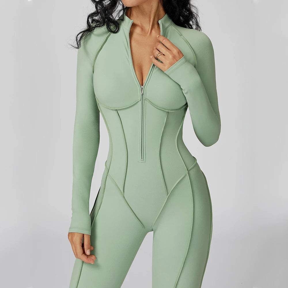 Yoga Bodysuit Long Sleeved Women's Tracksuits Gym Jumpsuits Sports Workout High-intensity Fitness One-piece Tights Suit