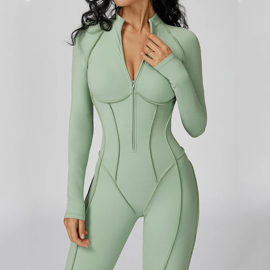 Yoga Bodysuit Long Sleeved Women's Tracksuits Gym Jumpsuits Sports Workout High-intensity Fitness One-piece Tights Suit