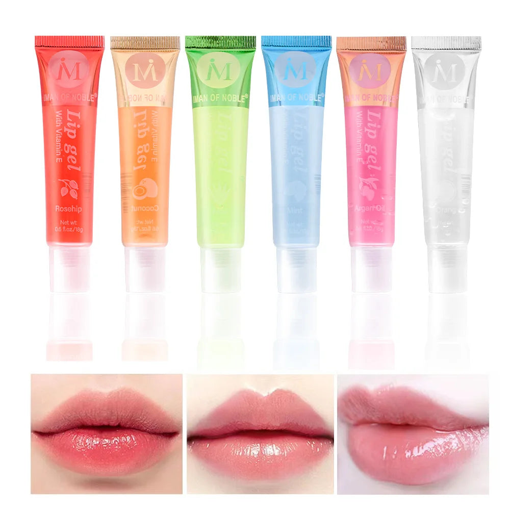6Pcs Fruity Flavor Watery Glossy Lip Gloss Set Clear Lip Gel Hydrating Moisturizing Lip Gloss Women Lips  Wholesale