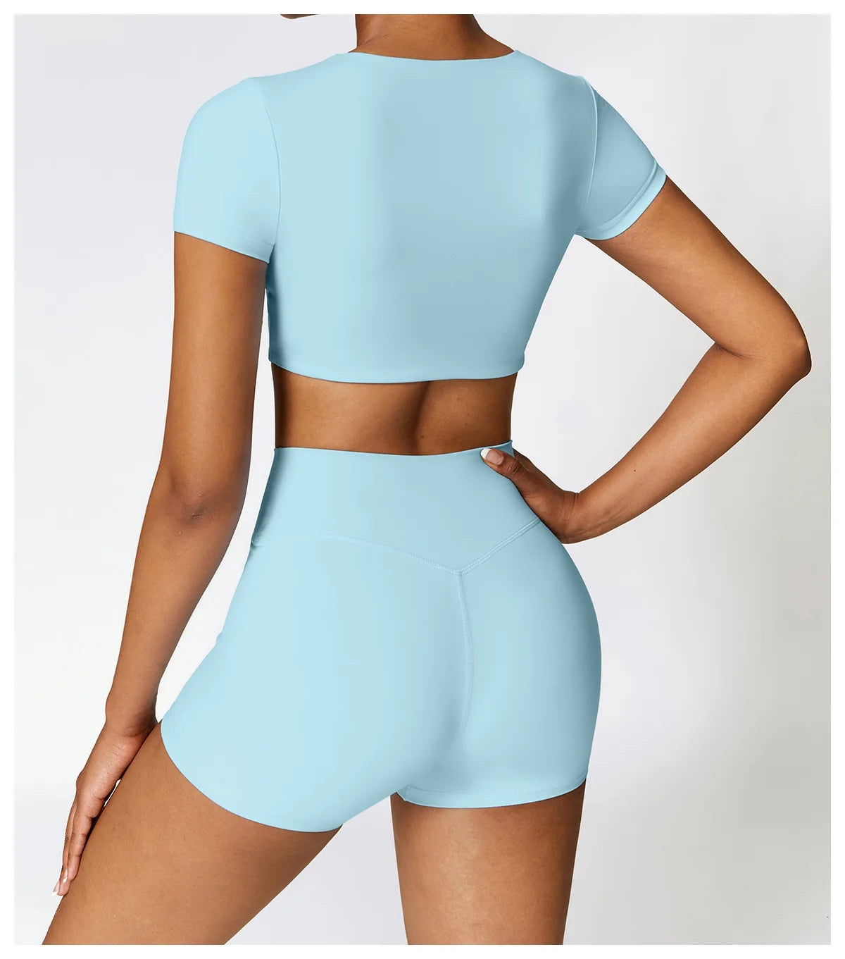 2PCS Yoga Set Women Gym Clothing Fitness Workout Set Sportswear Long Sleeve Crop Top High Waist Leggings Sports Suits