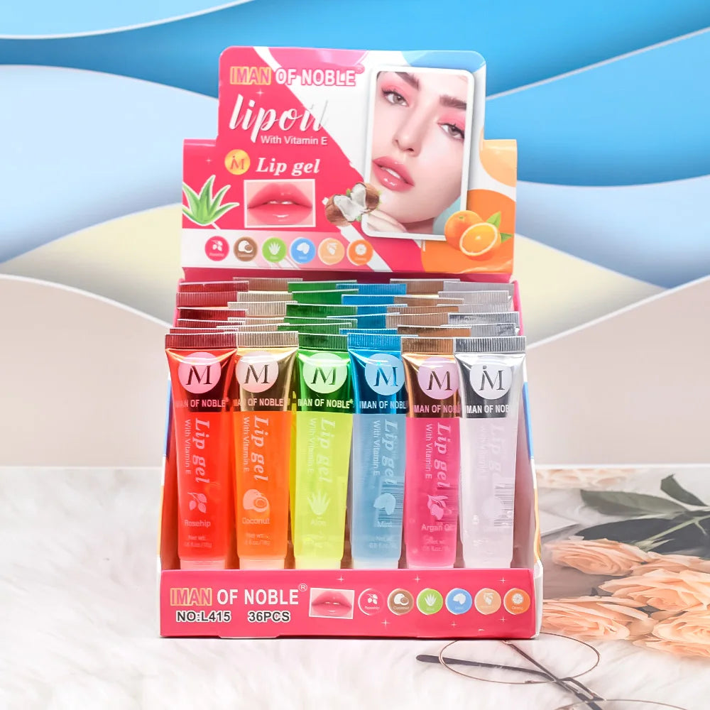 6Pcs Fruity Flavor Watery Glossy Lip Gloss Set Clear Lip Gel Hydrating Moisturizing Lip Gloss Women Lips  Wholesale