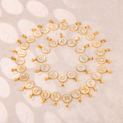 Zodiac Sign 12 Constellat White Shell Charm Pendant for Women Charm Jewelry DIY Wholesale