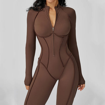 Yoga Bodysuit Long Sleeved Women's Tracksuits Gym Jumpsuits Sports Workout High-intensity Fitness One-piece Tights Suit