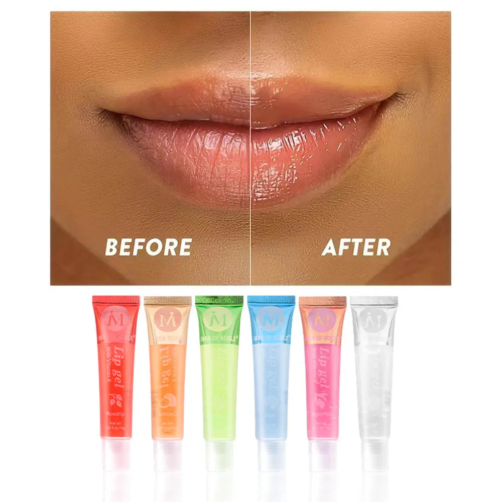 6Pcs Fruity Flavor Watery Glossy Lip Gloss Set Clear Lip Gel Hydrating Moisturizing Lip Gloss Women Lips  Wholesale