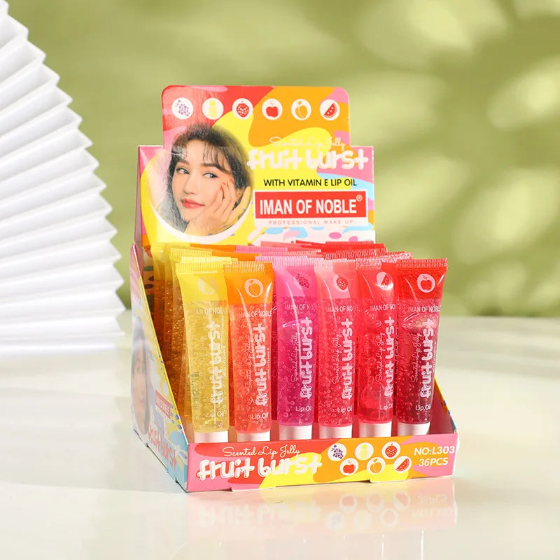 6Pcs Fruity Flavor Watery Glossy Lip Gloss Set Clear Lip Gel Hydrating Moisturizing Lip Gloss Women Lips  Wholesale