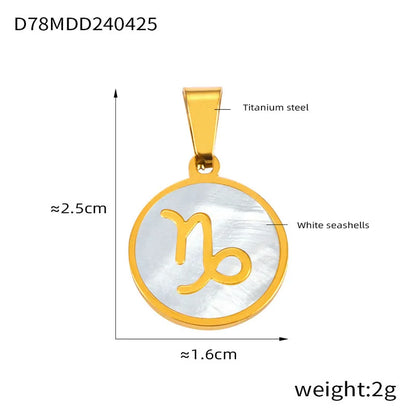 Zodiac Sign 12 Constellat White Shell Charm Pendant for Women Charm Jewelry DIY Wholesale