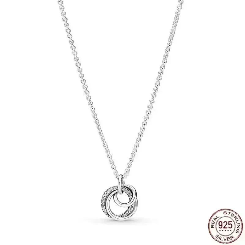Christmas Birthday Surprise Gifts 925 Sterling Exquisite Shiny Round Heart-shaped Necklace Classic Charm Women's Jewelry