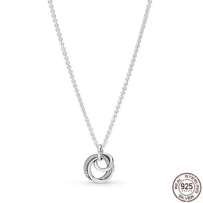 Christmas Birthday Surprise Gifts 925 Sterling Exquisite Shiny Round Heart-shaped Necklace Classic Charm Women's Jewelry