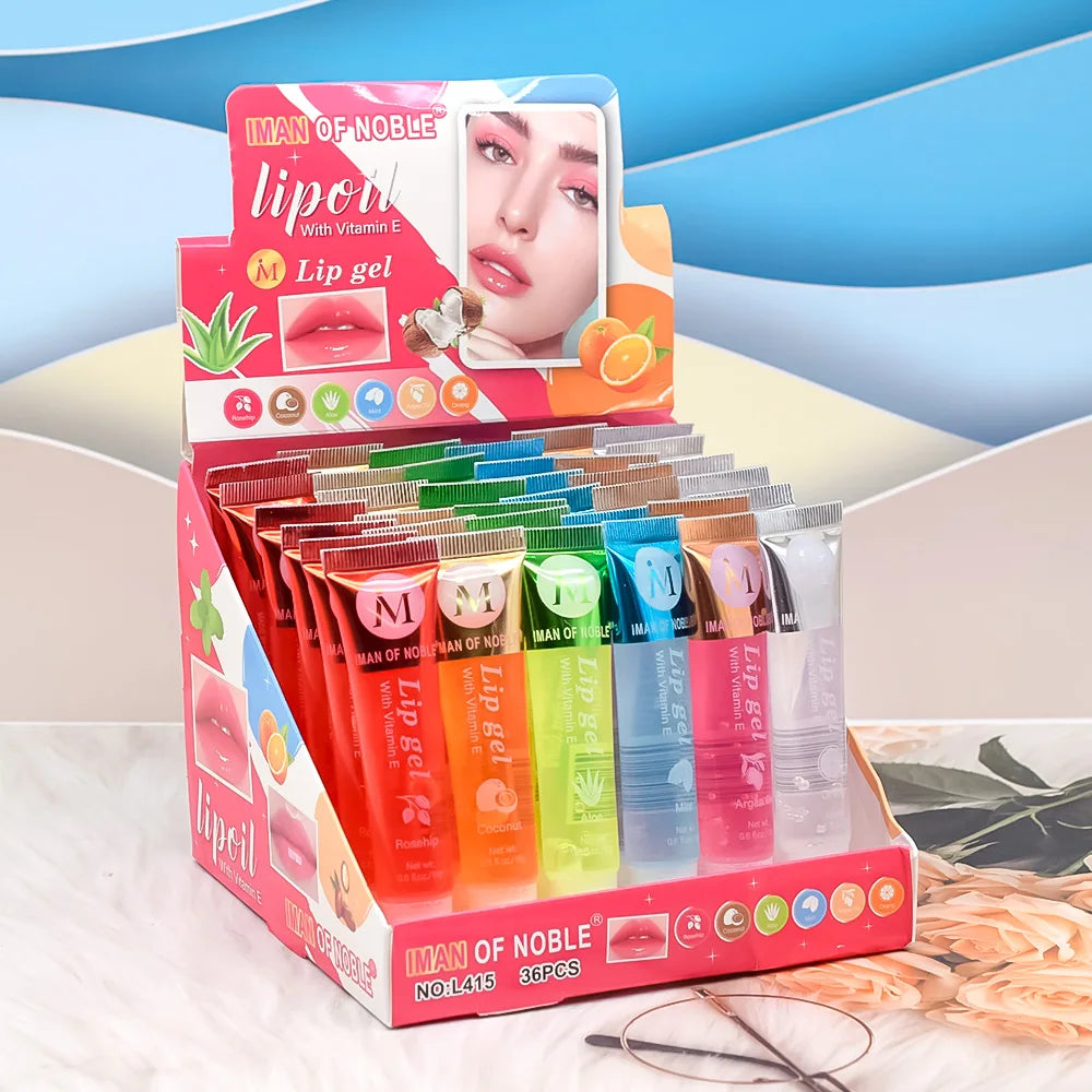 6Pcs Fruity Flavor Watery Glossy Lip Gloss Set Clear Lip Gel Hydrating Moisturizing Lip Gloss Women Lips  Wholesale