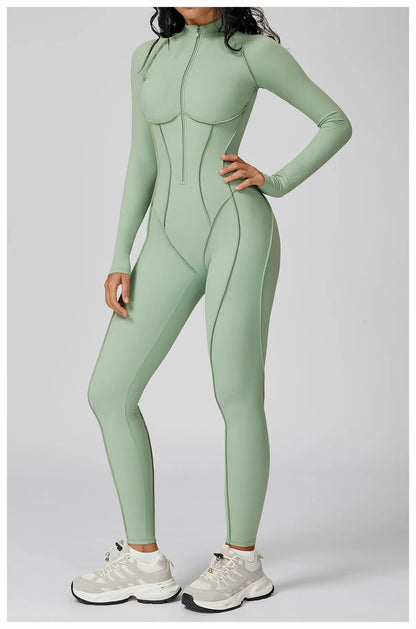 Yoga Bodysuit Long Sleeved Women's Tracksuits Gym Jumpsuits Sports Workout High-intensity Fitness One-piece Tights Suit