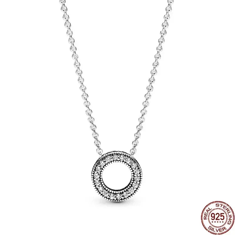 Christmas Birthday Surprise Gifts 925 Sterling Exquisite Shiny Round Heart-shaped Necklace Classic Charm Women's Jewelry