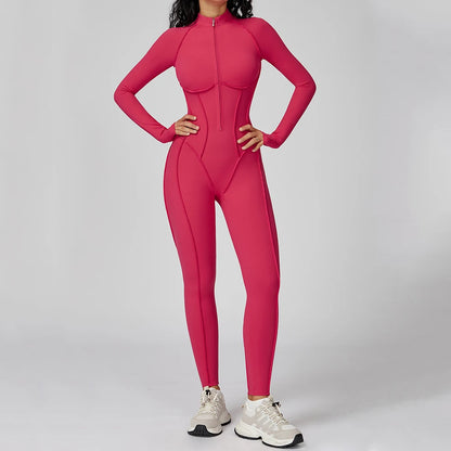 Yoga Bodysuit Long Sleeved Women's Tracksuits Gym Jumpsuits Sports Workout High-intensity Fitness One-piece Tights Suit
