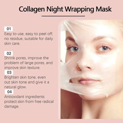Collagen Overnight Wrapping  Off Facial Mask Set Korean Collagen Night Wrapping Mask Deeply Hydrates Night Care Mask Cream