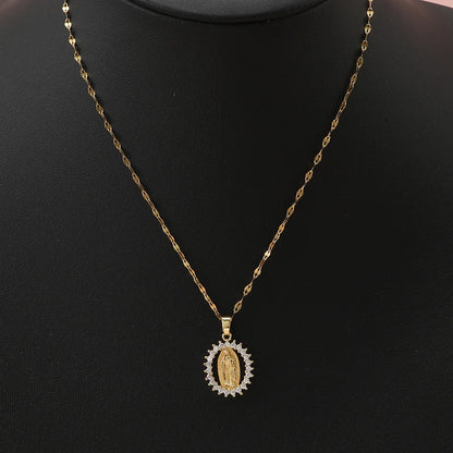 European and American Fashion and Gorgeous Women's All Sky Star Micro Colorful Zircon Virgin Mary Hollow Necklace