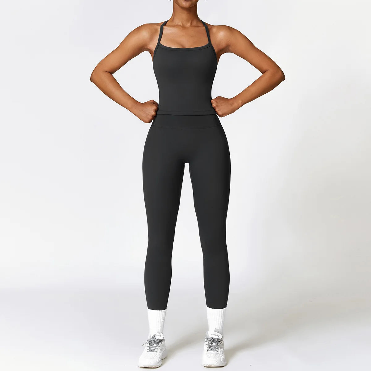 2PCS Yoga Set Women Gym Clothing Fitness Workout Set Sportswear Long Sleeve Crop Top High Waist Leggings Sports Suits