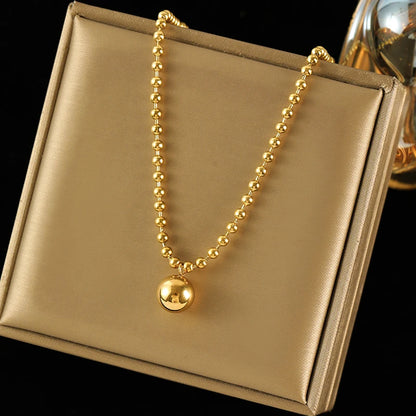 EILIECK New Fashion Stainless Steel Metal Bead Ball Bracelet Earrings For Women Trendy Waterproof Jewelry Set Gift