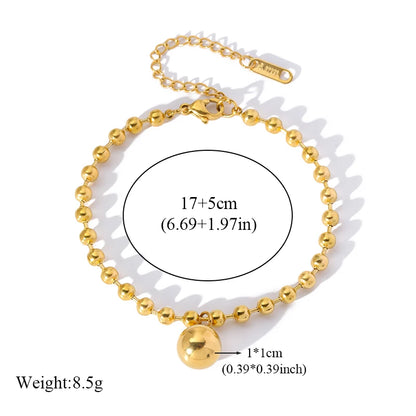EILIECK New Fashion Stainless Steel Metal Bead Ball Bracelet Earrings For Women Trendy Waterproof Jewelry Set Gift