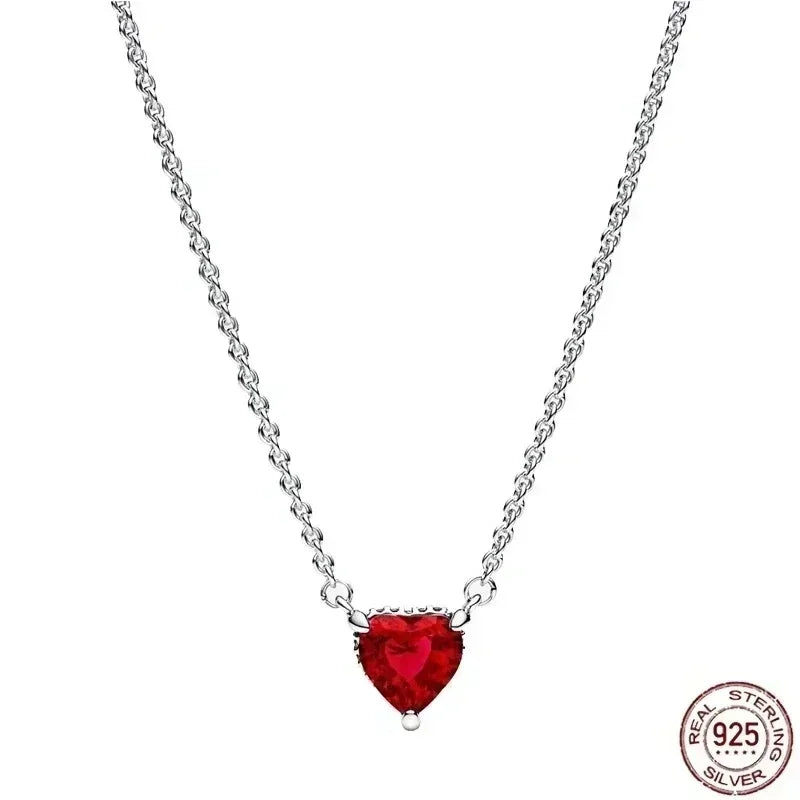 Christmas Birthday Surprise Gifts 925 Sterling Exquisite Shiny Round Heart-shaped Necklace Classic Charm Women's Jewelry