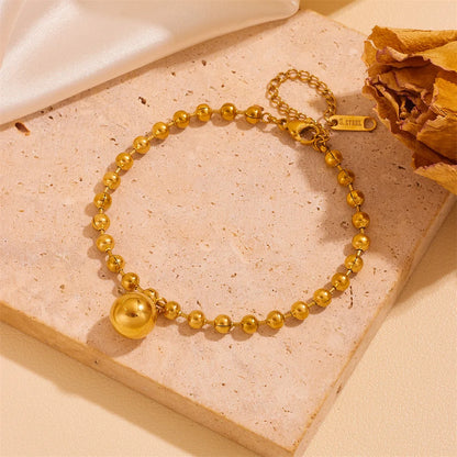 EILIECK New Fashion Stainless Steel Metal Bead Ball Bracelet Earrings For Women Trendy Waterproof Jewelry Set Gift