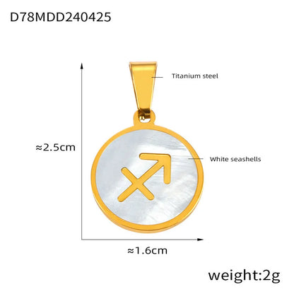 Zodiac Sign 12 Constellat White Shell Charm Pendant for Women Charm Jewelry DIY Wholesale